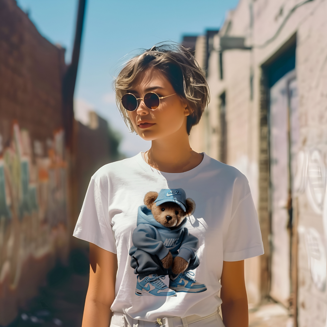 Nike Bear Baby Blue Shirt
