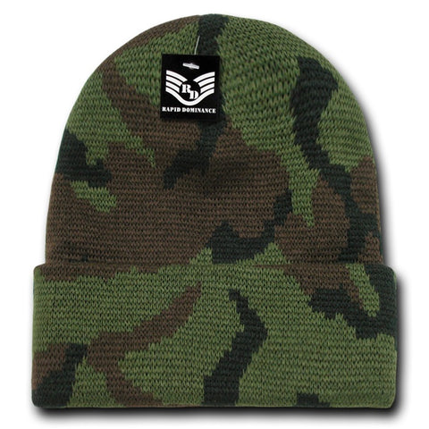 Camo Beanie Camouflage Knit Cap Fold Over Rapid Dominance